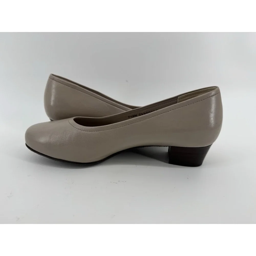 SAS Tan Italian Leather Slip-On Pumps Low Heel Support Comfort Shoe Womens 9.5WW